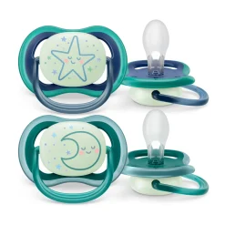 2 ciucci ultra air night time 6-18 mesi decorazione stella/luna – philips avent
