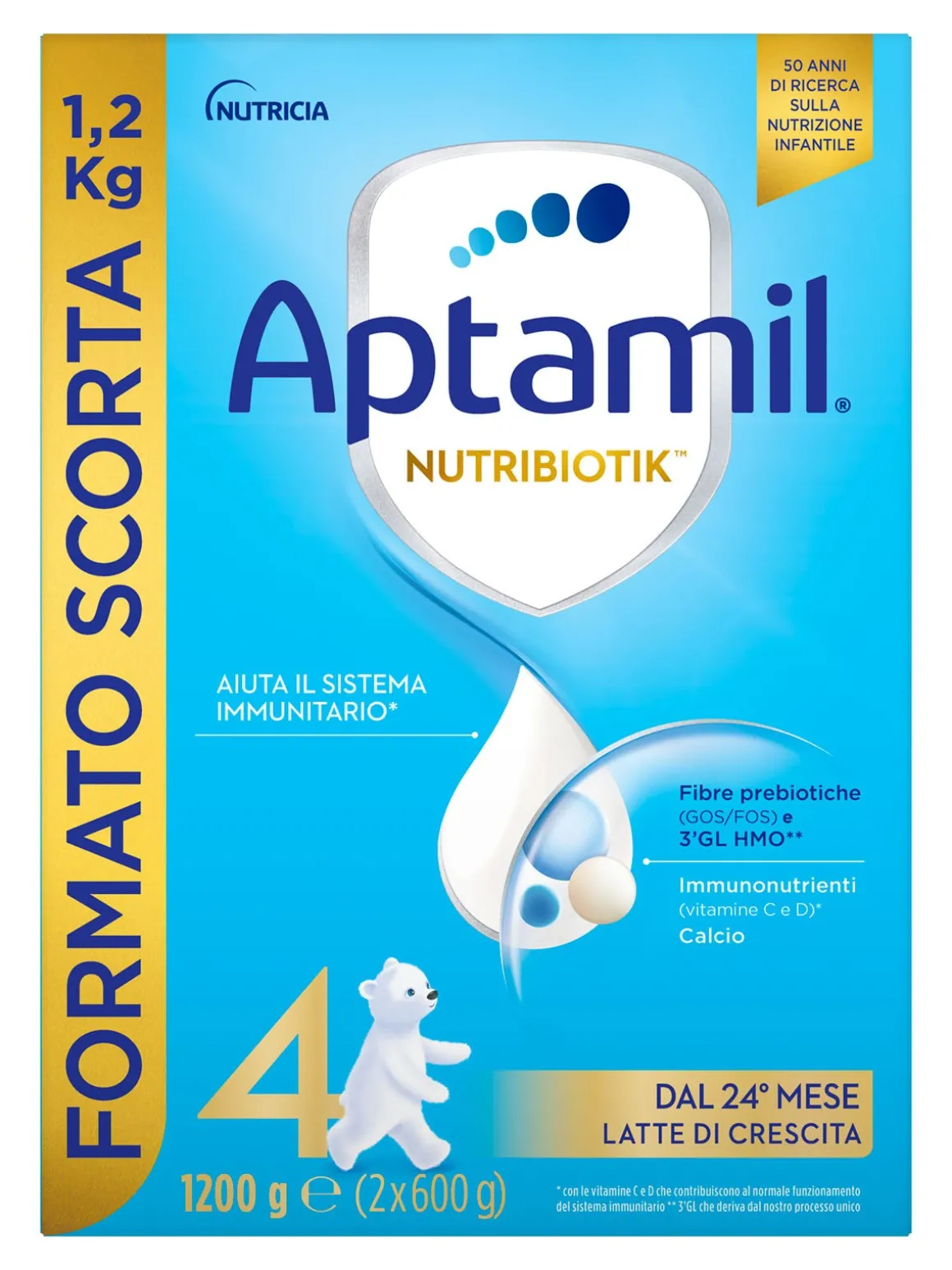 Aptamil – 4 latte di crescita nutrobiotik 1.200gr (2 buste x 600gr)
