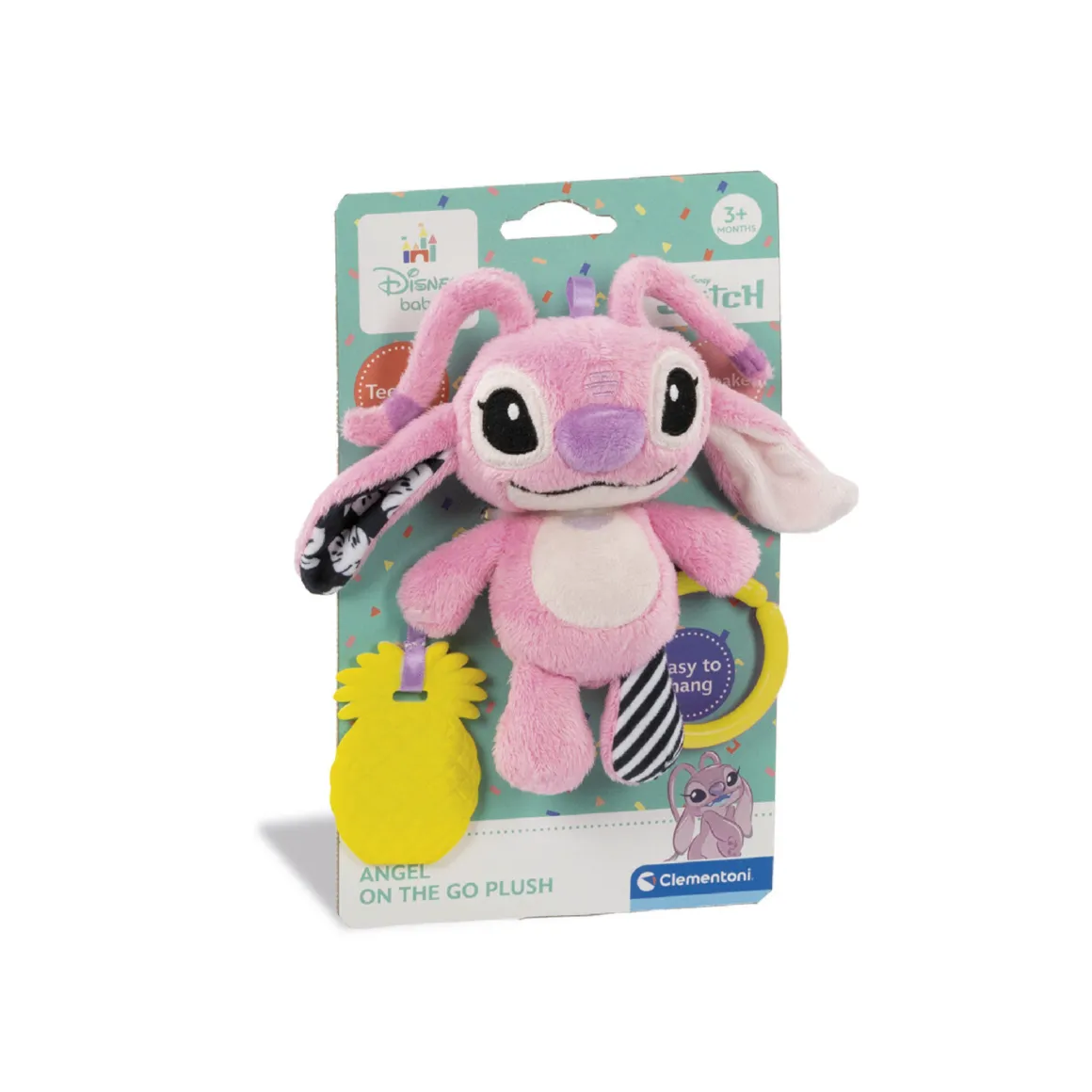 Baby clementoni disney angel soft – sonaglio morbido per neonati 3m+