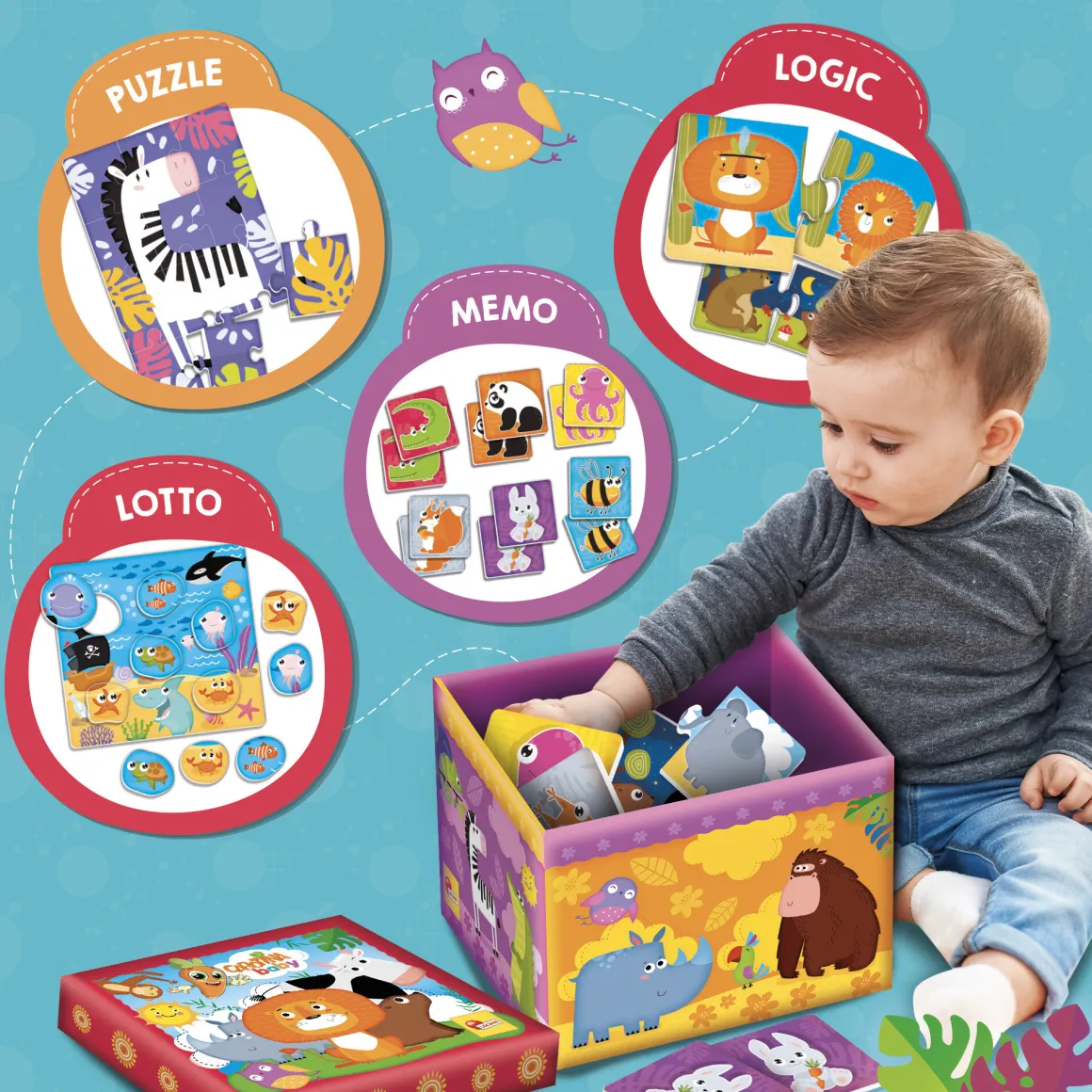 Baby super box – scatola ricca di giochi educativi montessoriani – carotina – 24m+