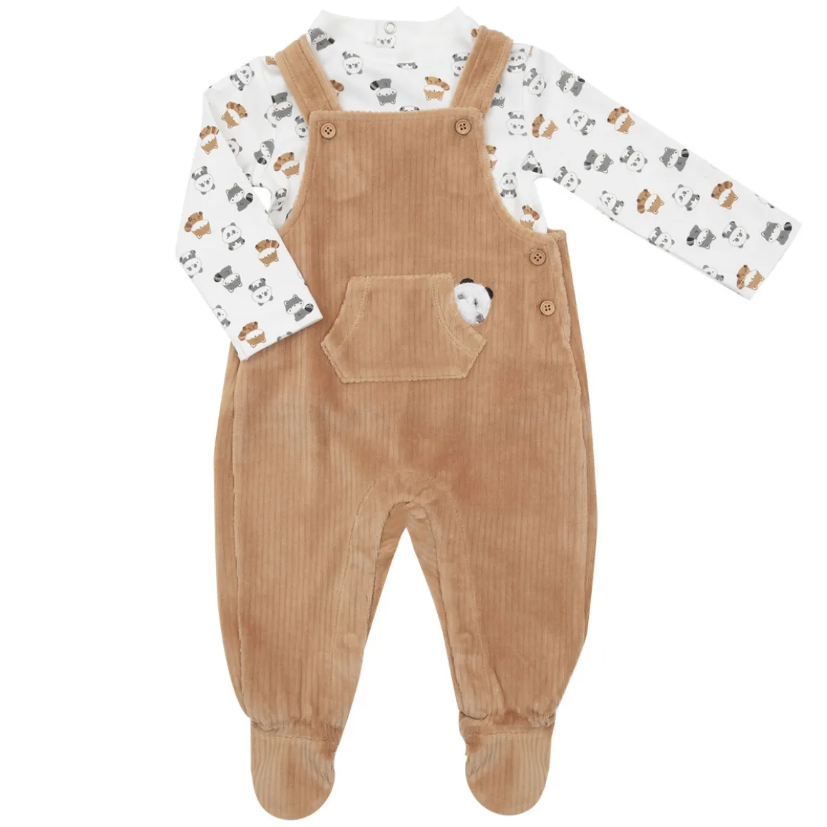 Barboteuse ciniglia marrone da bambino con top interlock