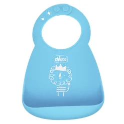 Bavaglino in silicone azzurro 6m+ facile da arrotolare – chicco