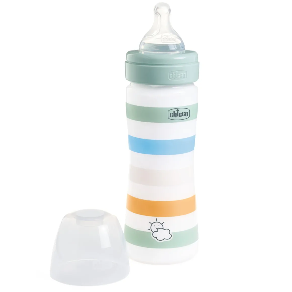 Biberon benessere 250ml flusso medio in plastica verde azzurro – chicco