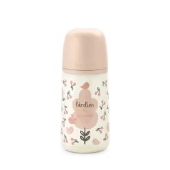 Biberon birdies 270ml sxpro flusso medio +0 mesi rosa – suavinex