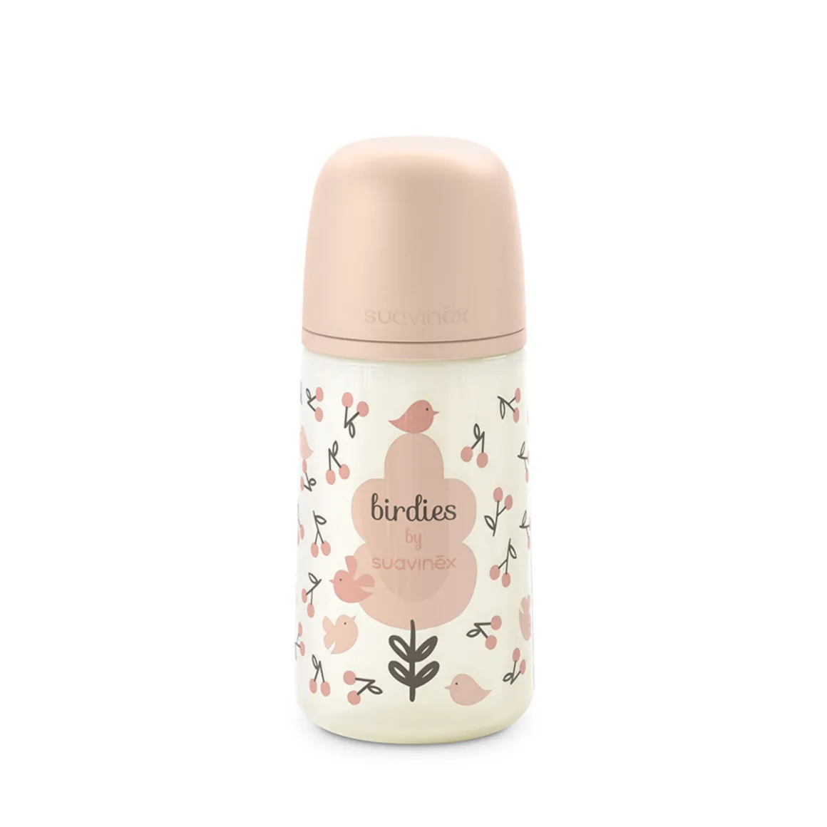 Biberon birdies 270ml sxpro flusso medio +0 mesi rosa – suavinex