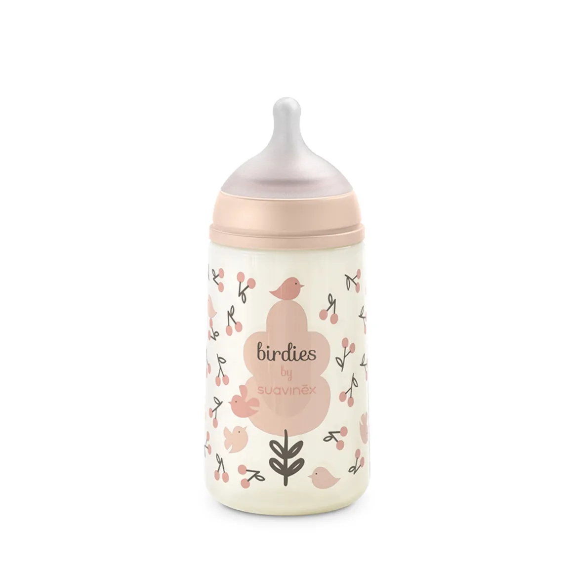 Biberon birdies 270ml sxpro flusso medio +0 mesi rosa – suavinex