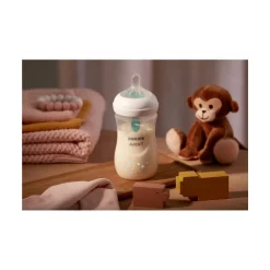 Biberon natural con tettarella a risposta naturale e valvola airfree decorazione orsetto da 260 ml 1m+ | senza bpa – philips avent