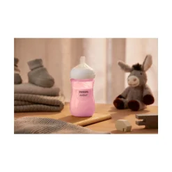 Biberon natural con tettarella a risposta naturale rosa da 260 ml 1m+ | senza bpa – philips avent