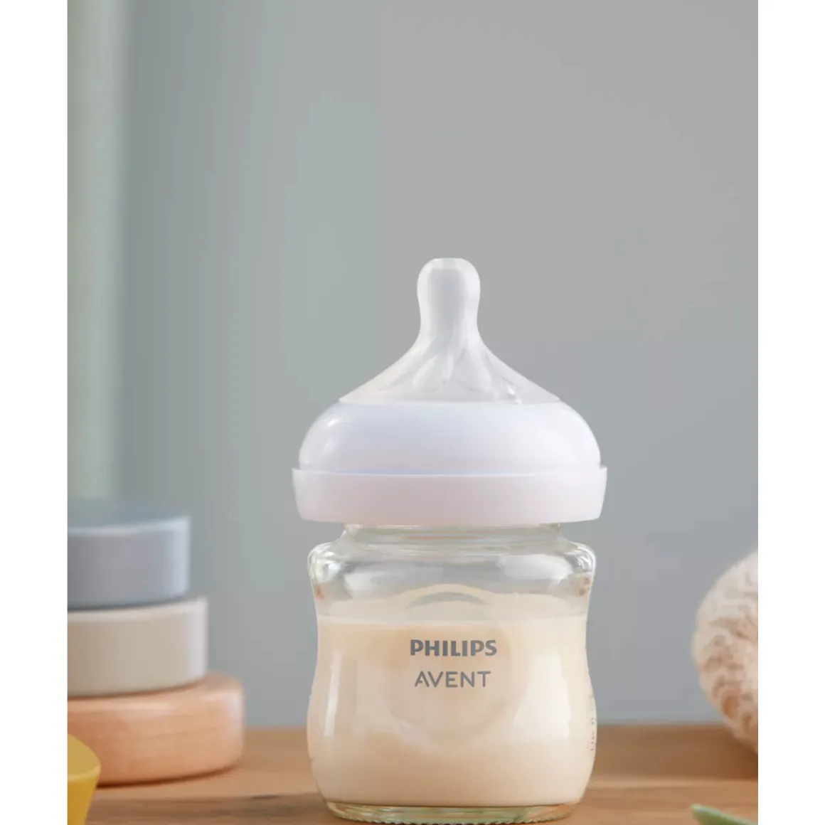 Biberon natural in vetro con tettarella a risposta naturale da 120ml 0m+ | senza bpa – philips avent