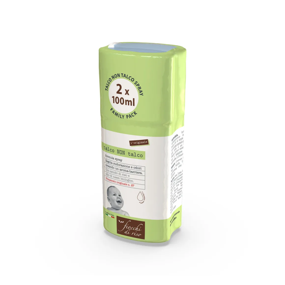 Bipacco spray talco non talco 100ml – fiocchi di riso