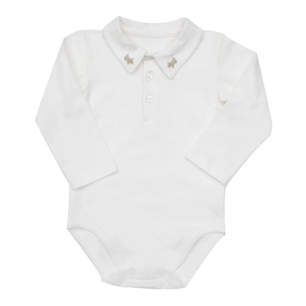 Body jersey stretch bimbo bianco colletto ricamato