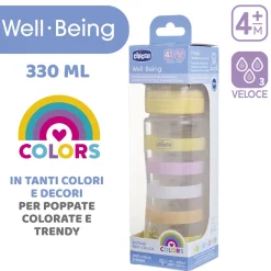 Chicco biberon benessere 330ml flusso rapido in plastica