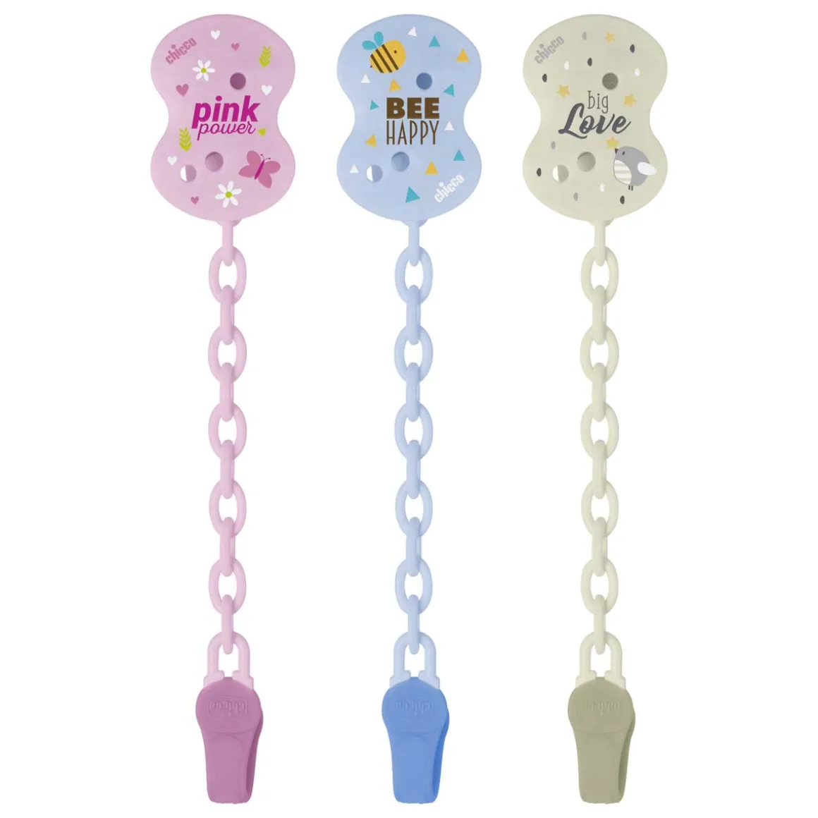 Clip con catenella chicco colori assortiti