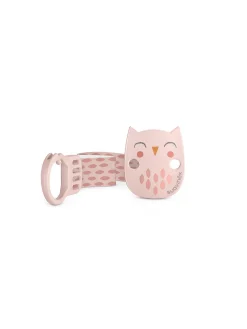 Clip in tessuto nuova collezione bonhomia. per neonati. da 0 mesi. decoro civetta rosa