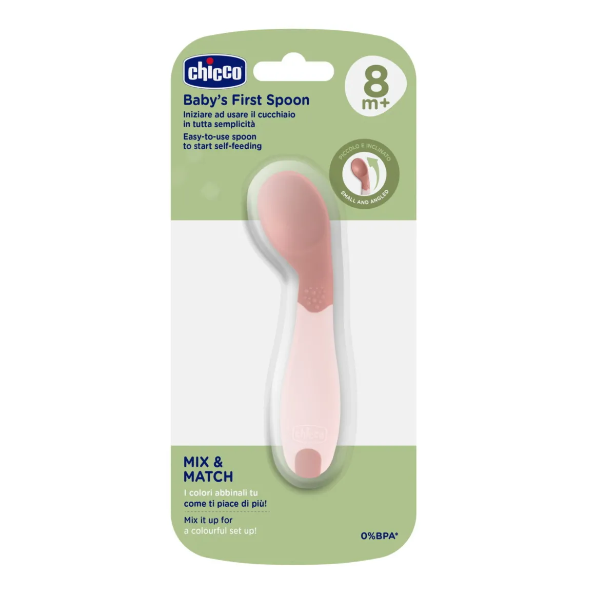 Cucchiaio angolato 8m+ rosa – chicco