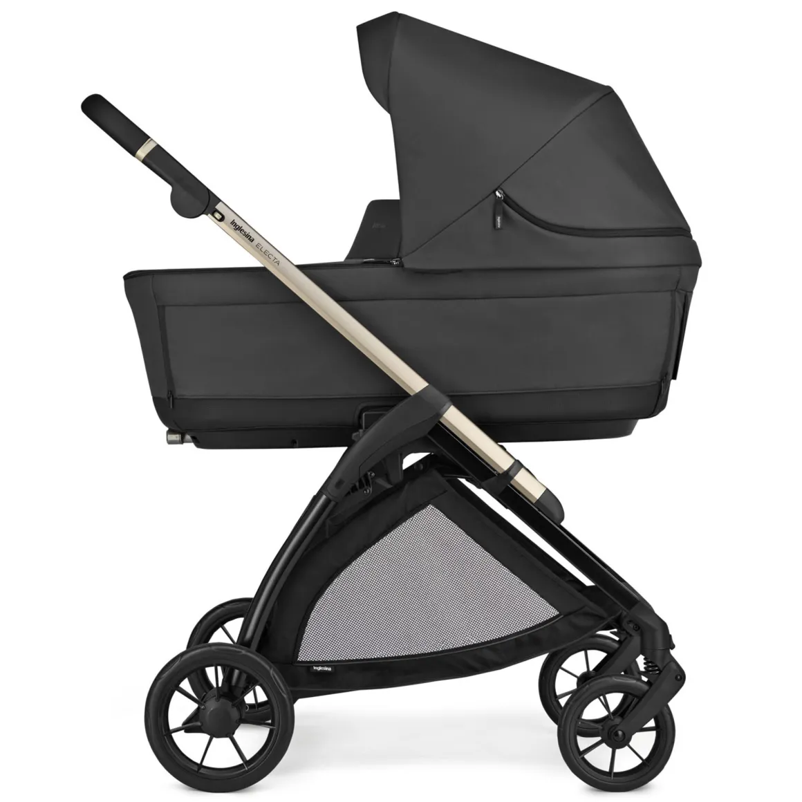 Electa system quattro colore upper black con telaio iridio black e seggiolino darwin infant recline – inglesina