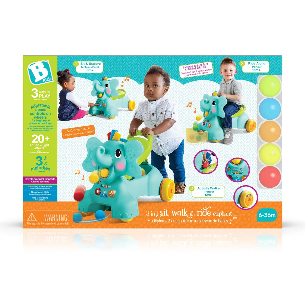 Elefante ride-on cavalcabile 3in1 – b-kids