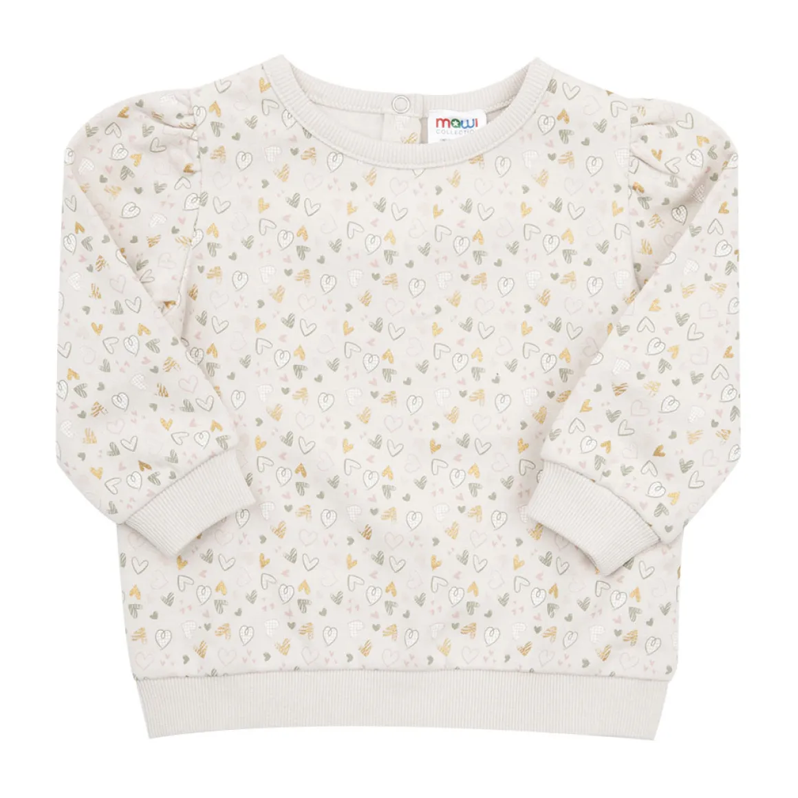 Felpa bimba beige stampa “cuoricini”