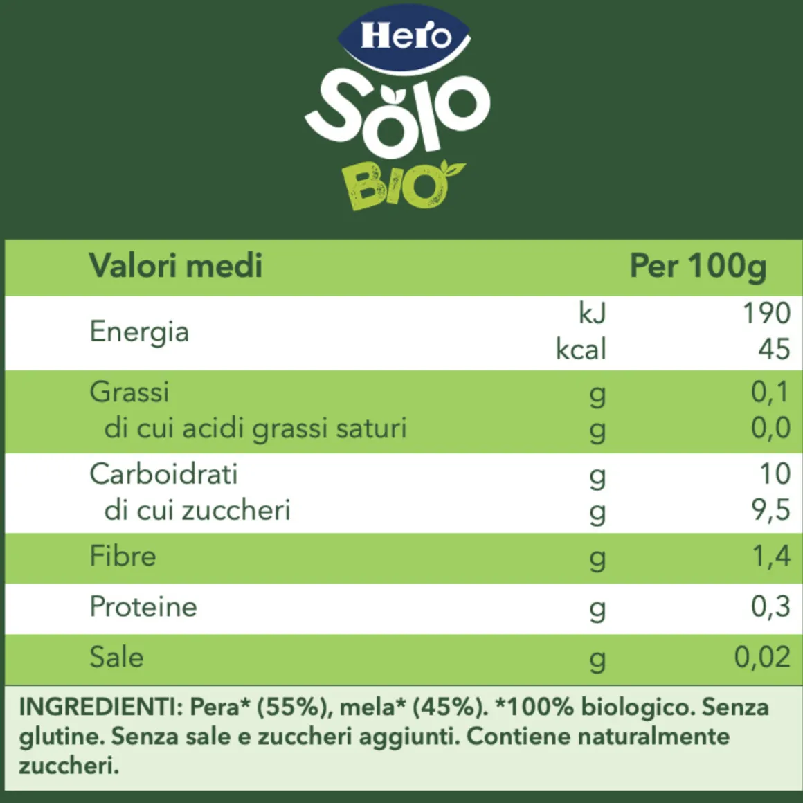 Hero solo omogeneizzato pera mela 120g