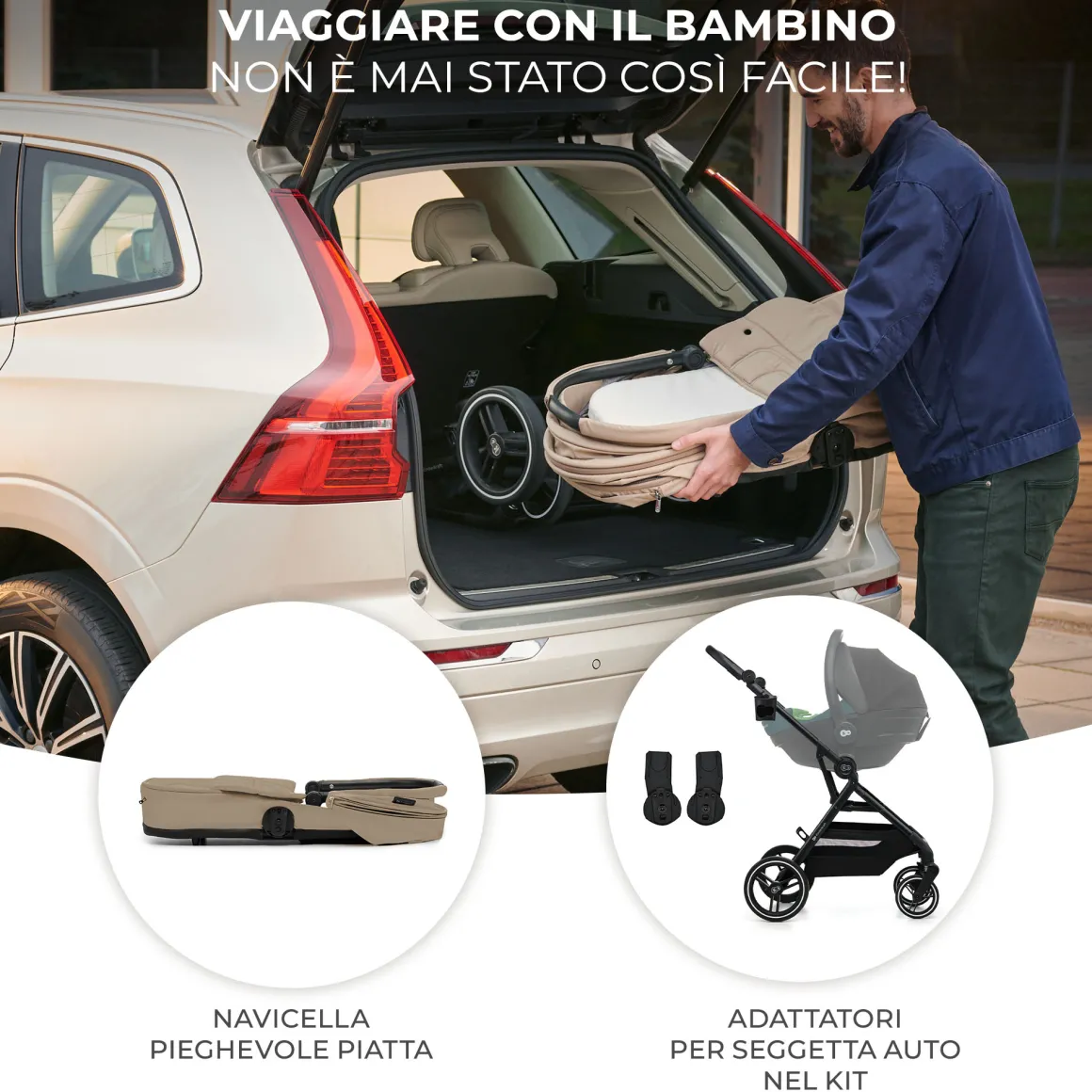 Kinderkraft passeggino 2in1 yoxi beige