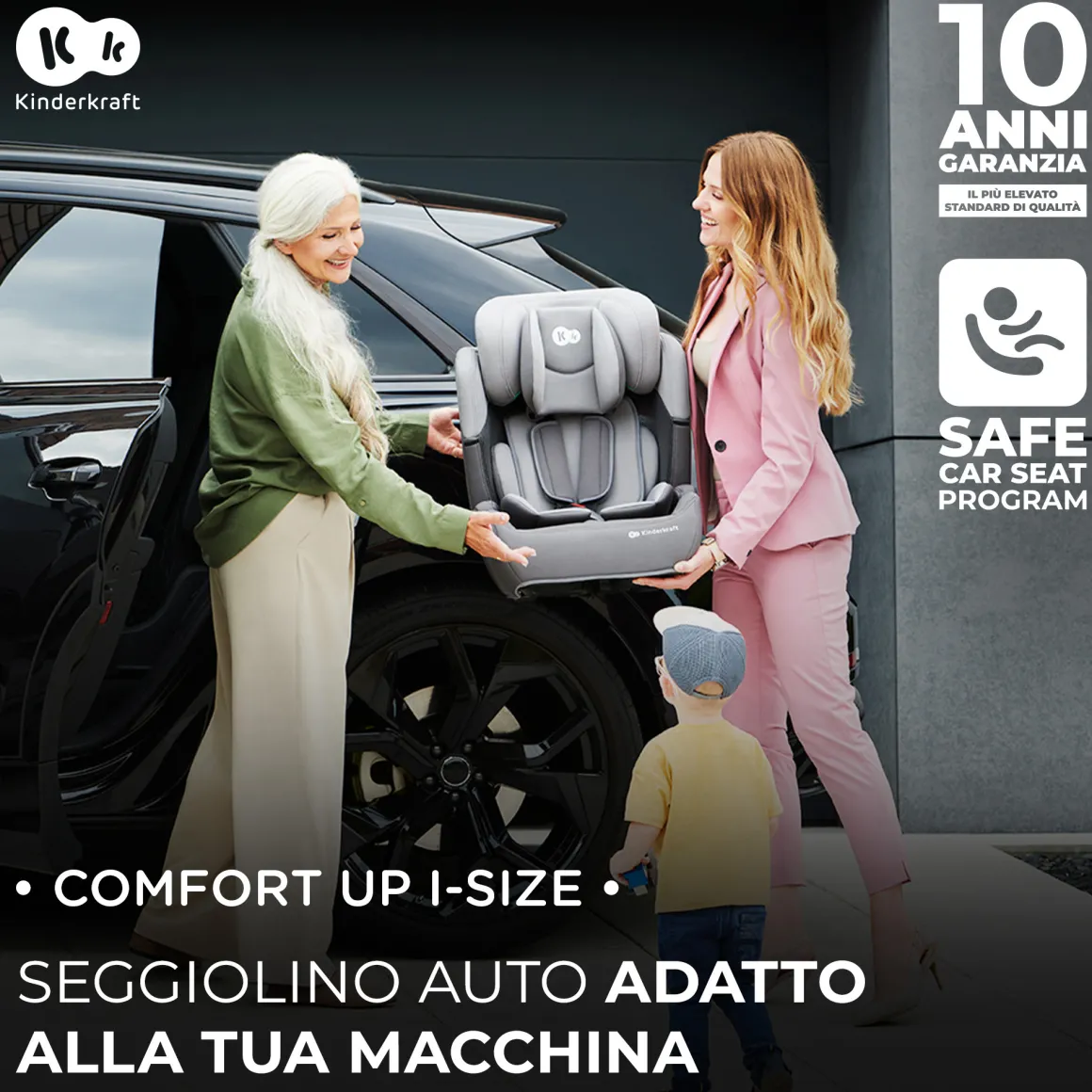 Kinderkraft seggiolino auto comfort up i-size black 76-150 cm