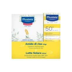 Latte solare protezione molto alta spf50+ 100ml + amido di riso 120gr – mustela