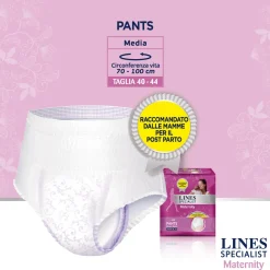 Lines specialist maternity mutandine assorbenti post parto misura media – 12 pz