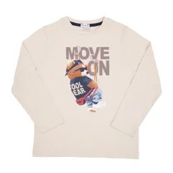 Maglia maniche lunghe bimbo panna stampata