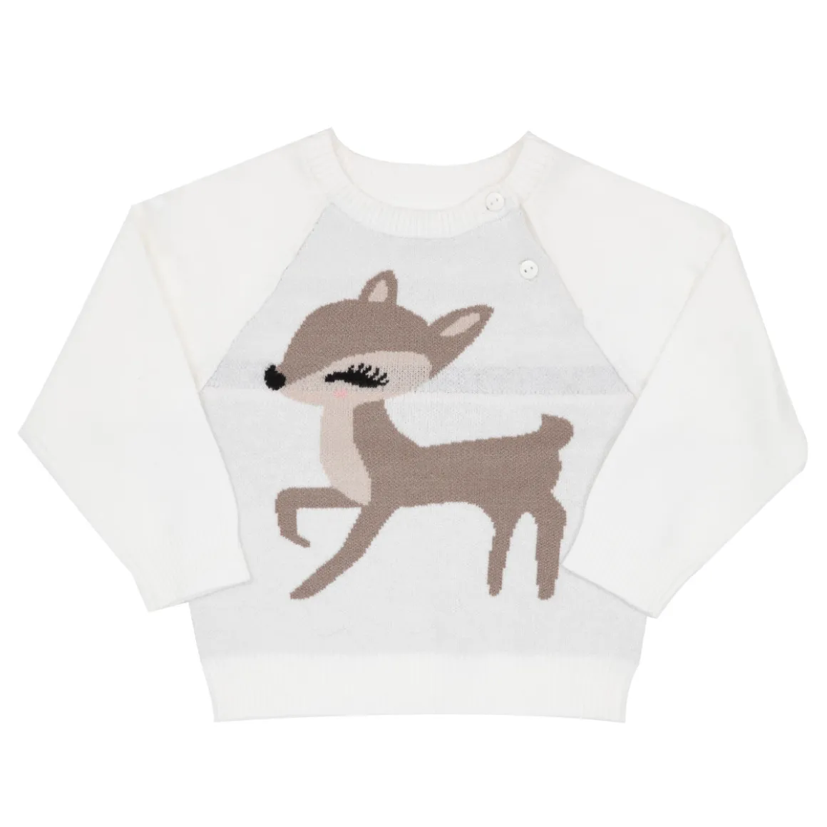 Maglia tricot raglan bimba panna con intarso