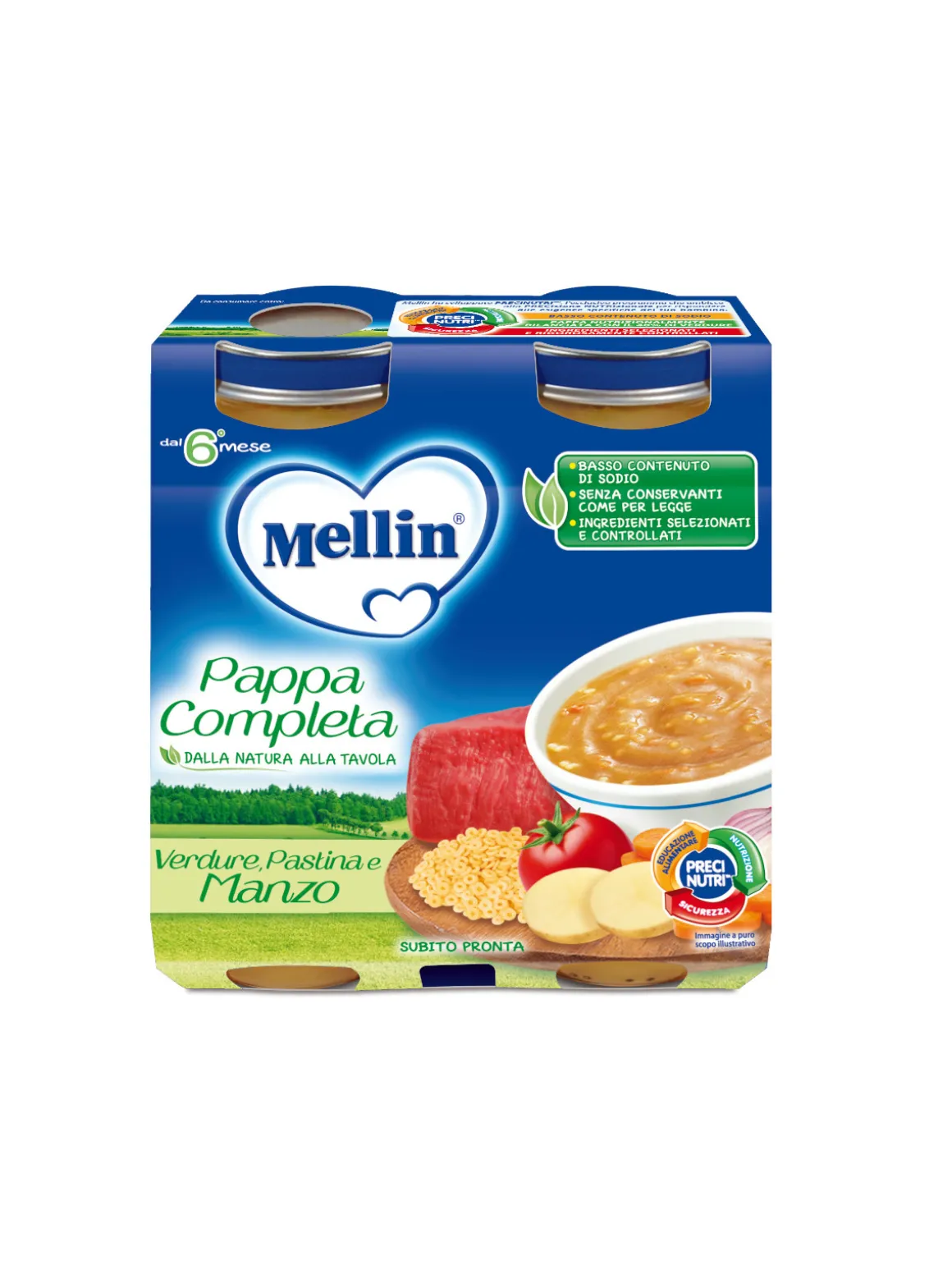 Mellin pappa completa manzo 2×250 gr