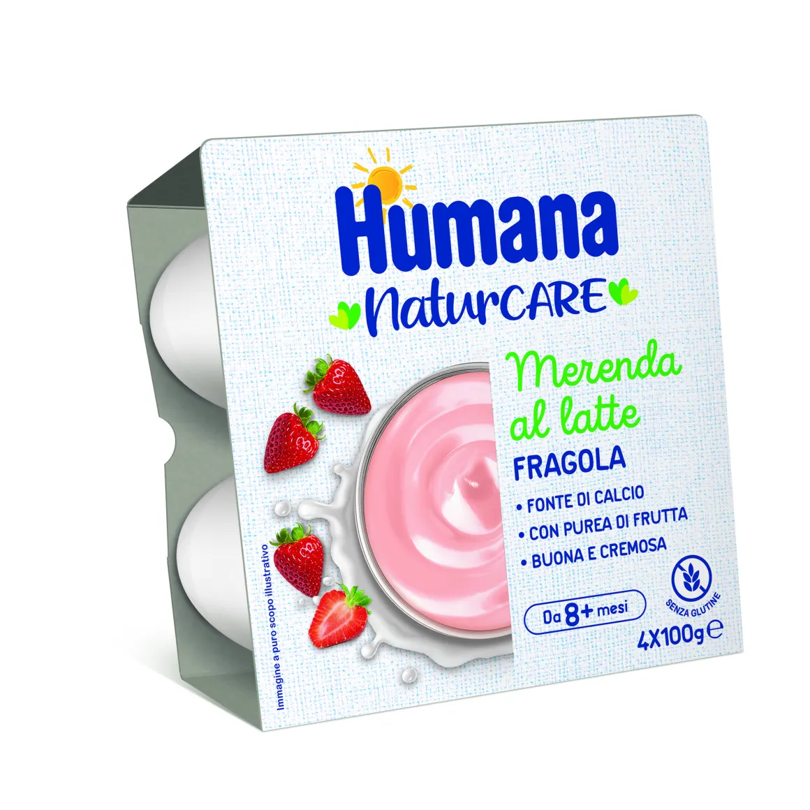 Merenda al latte fragola 4x100g – humana