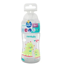 Neobaby biberon plastica collo largo silicone 150ml flusso lento verde 0m+