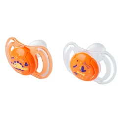 Neobaby succhietto anatomico silicone medio 6m+ arancione 2pz