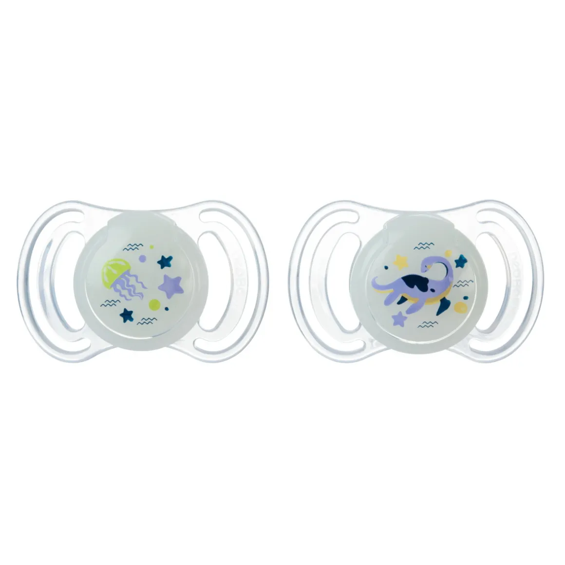 Neobaby succhietto anatomico silicone maxi 12m+ glow 2pz