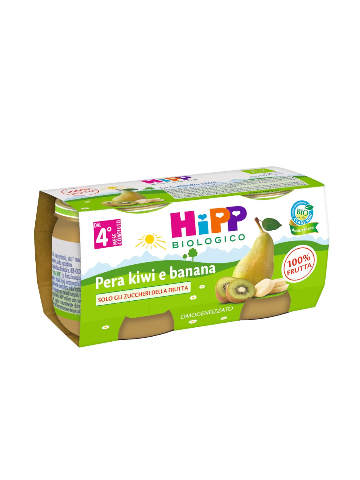 Omogeneizzato kiwi, banana e pera 100% 2x80g