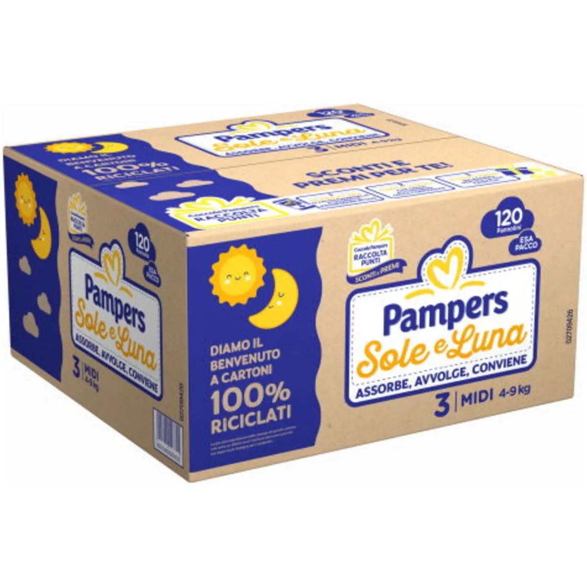 Pannolino sole&luna esapack (tg 3) midi 120pz – pampers