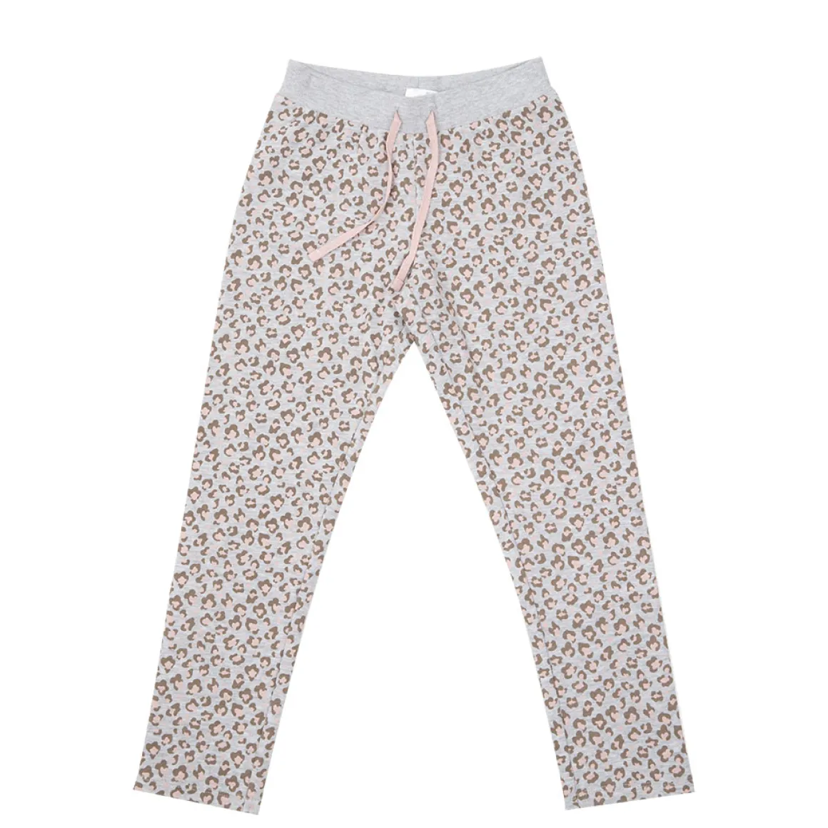 Pantalone felpato bimba grigio stampa maculata