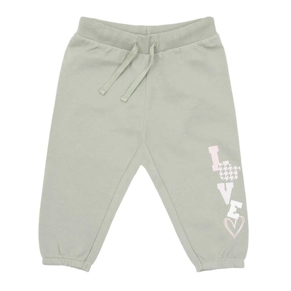 Pantalone felpato bimba verde stampato