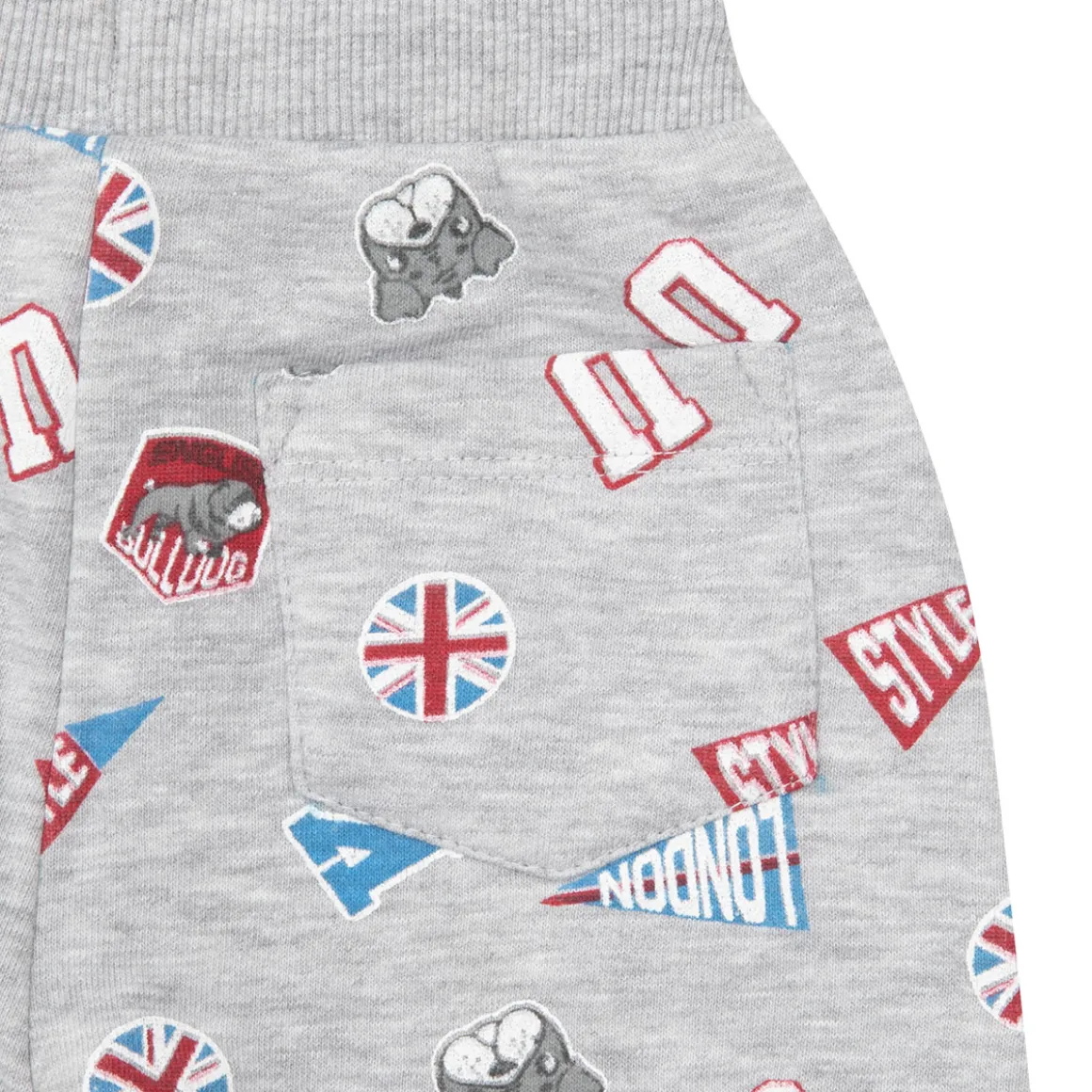 Pantalone felpato bimbo grigio chiaro stampato