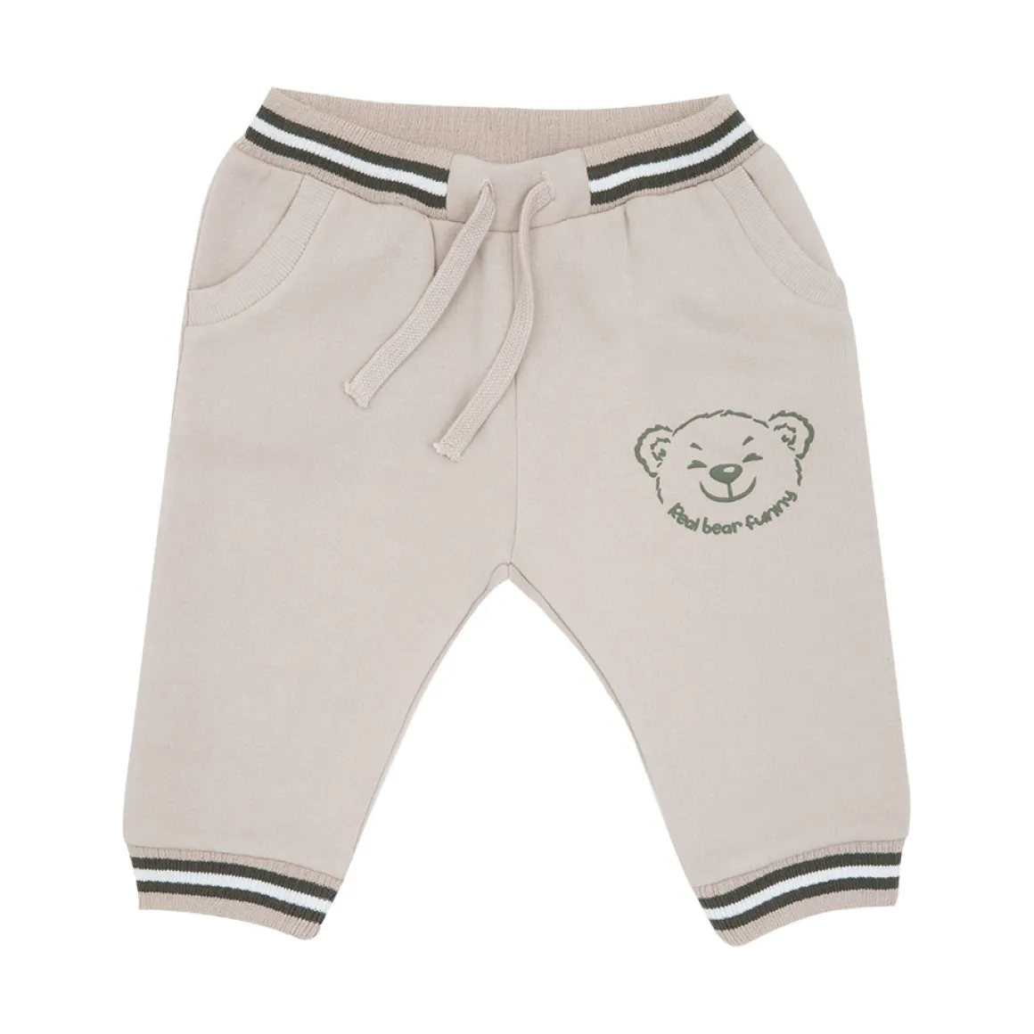 Pantalone felpato bimbo panna stampa “orsetto”