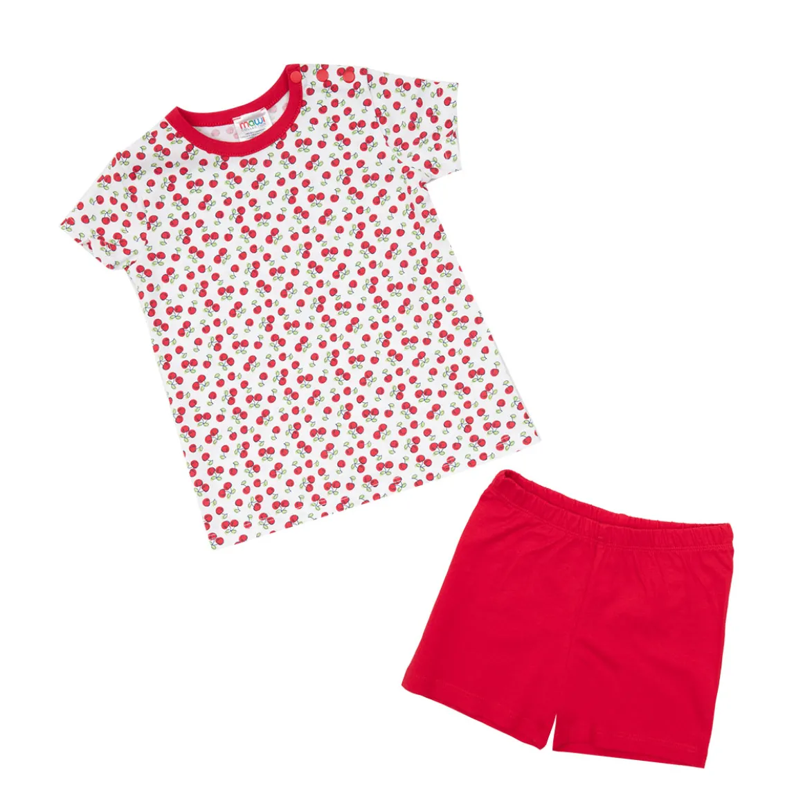 Pigiama estivo due pezzi bimba bianco/rosso