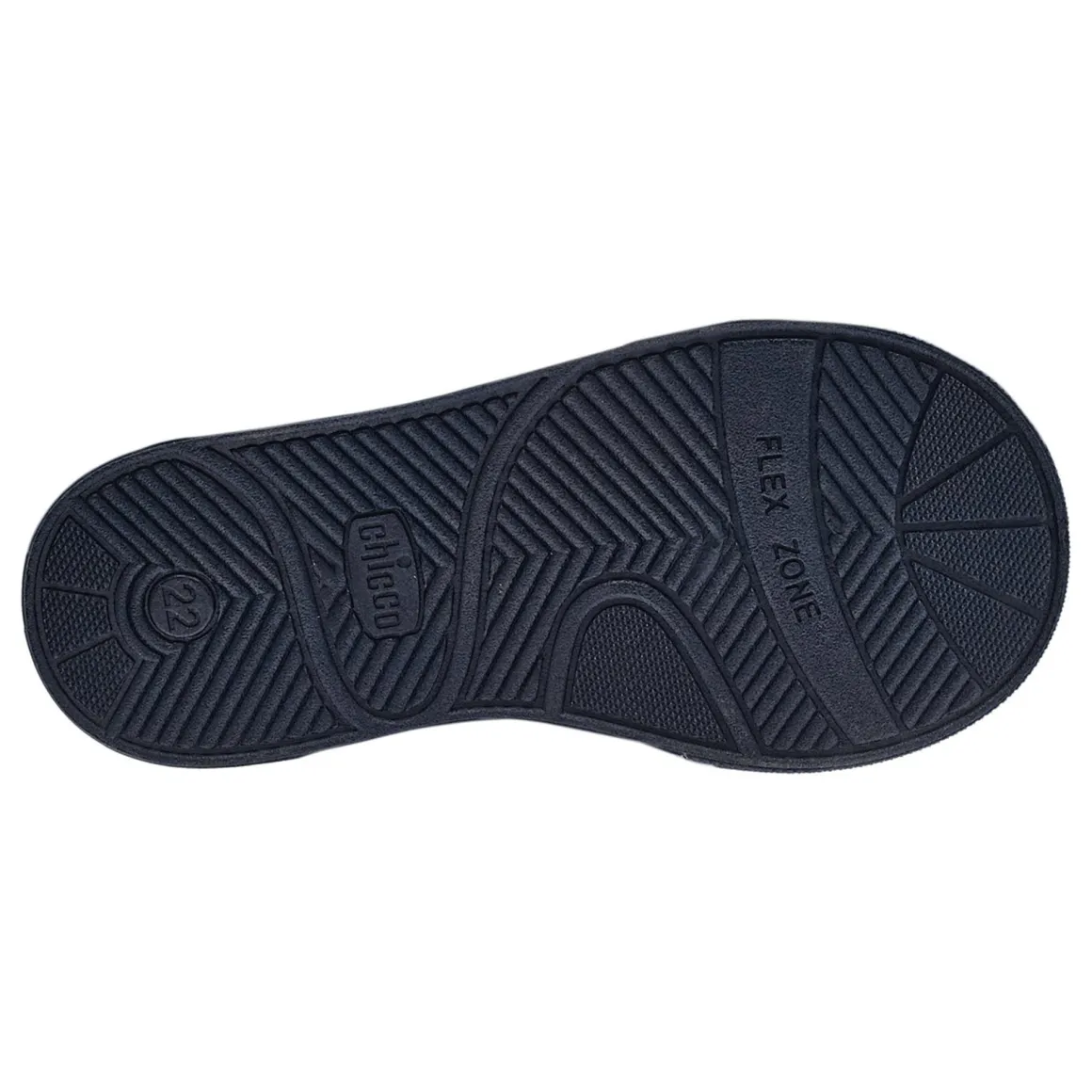 Polacchino foil blu stringhe e velcro con tocco bianco – chicco