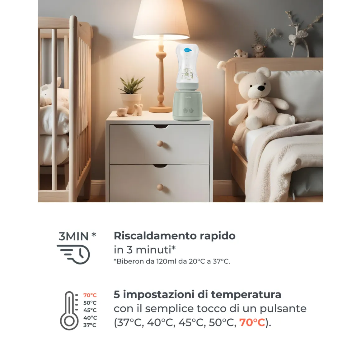 Scaldabiberon portatile mix70 universale con funzione di mescolamento 1164 – nuvita
