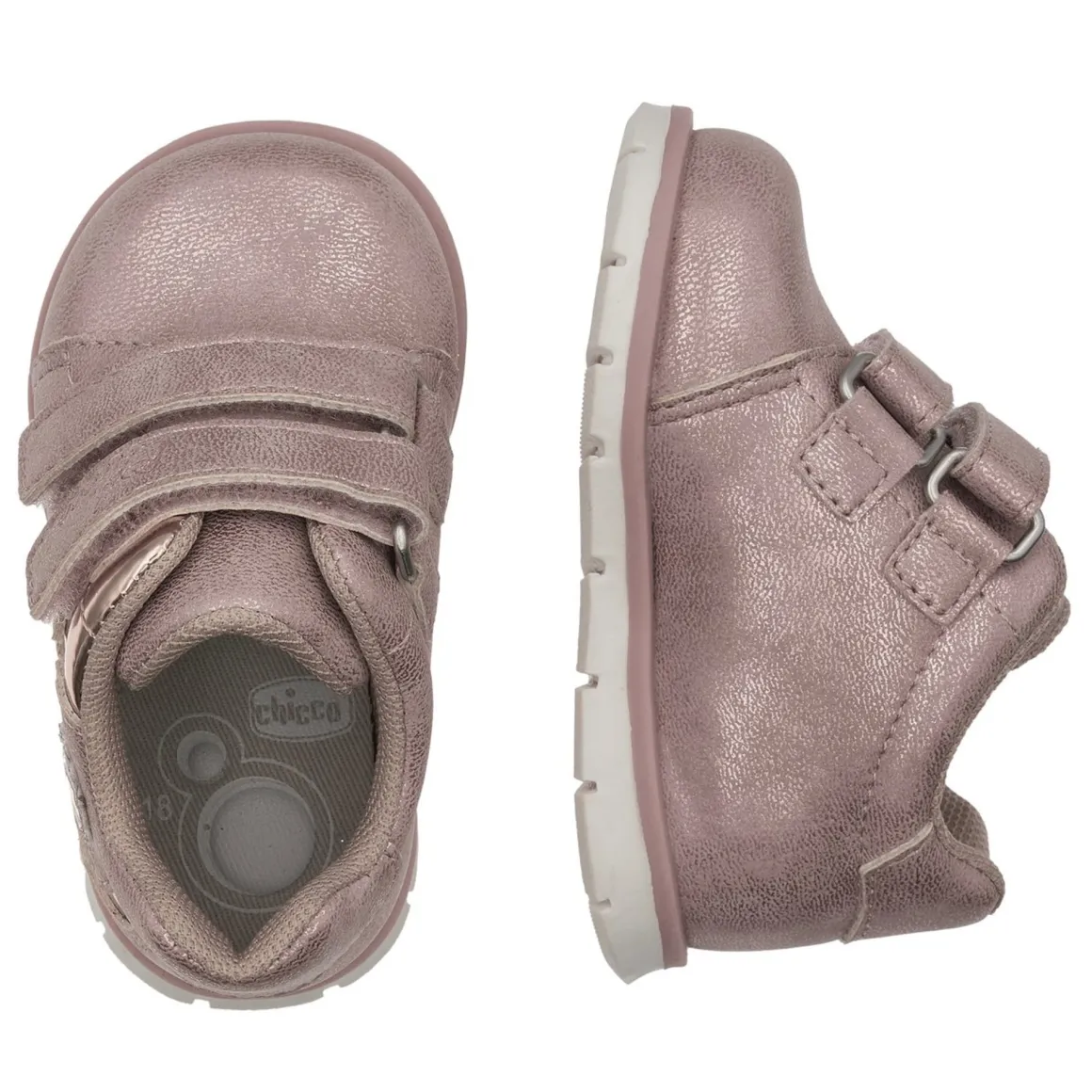 Scarpa fenix doppio velcro rosa con fiore laterale – chicco