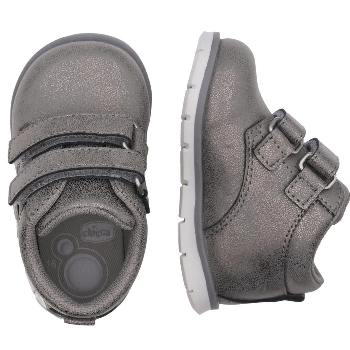 Scarpa fresia doppio velcro acciaio con app. cuori-fiori – chicco