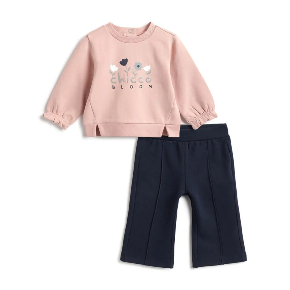 Set 2 pz sweat shirt+leggings fiorellini con scritta – chicco