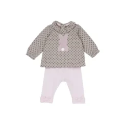 Set 2 pz top punto milano pois+leggings rosa con fiocchi – chicco