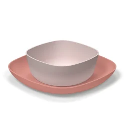 Set piatto piano e ciotola 12m+ rosa – chicco