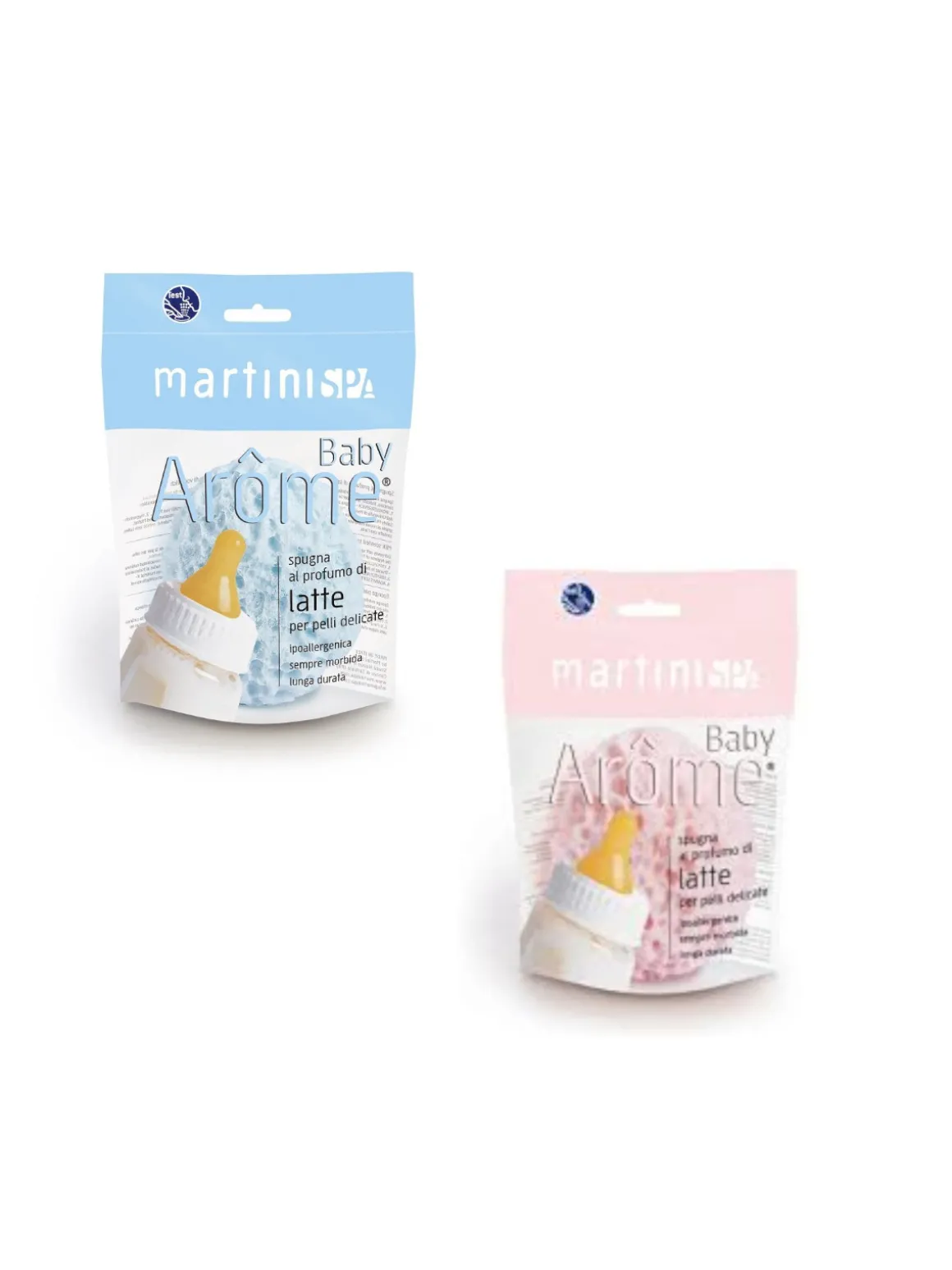 Spugna baby rosa/azzurro profumo di latte colori assortiti