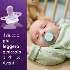 Succhietti ultra start 0-2m day pastello verde e blu , a base vegetale – set da 2 ciucci – philips avent